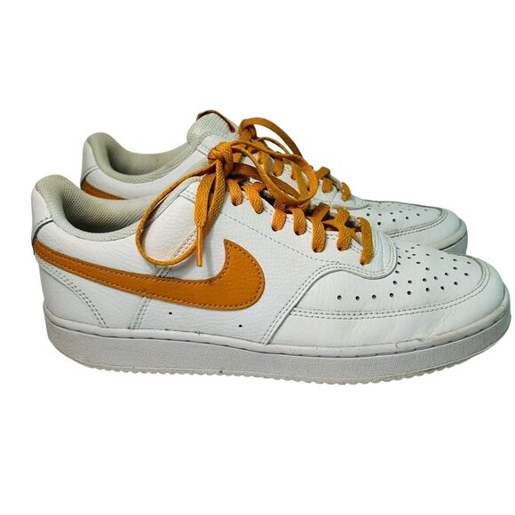 Nike Court Vision Low White Orange Womens Size 8 1/2 Sneakers EU 40 2021 - Picture 1 of 9